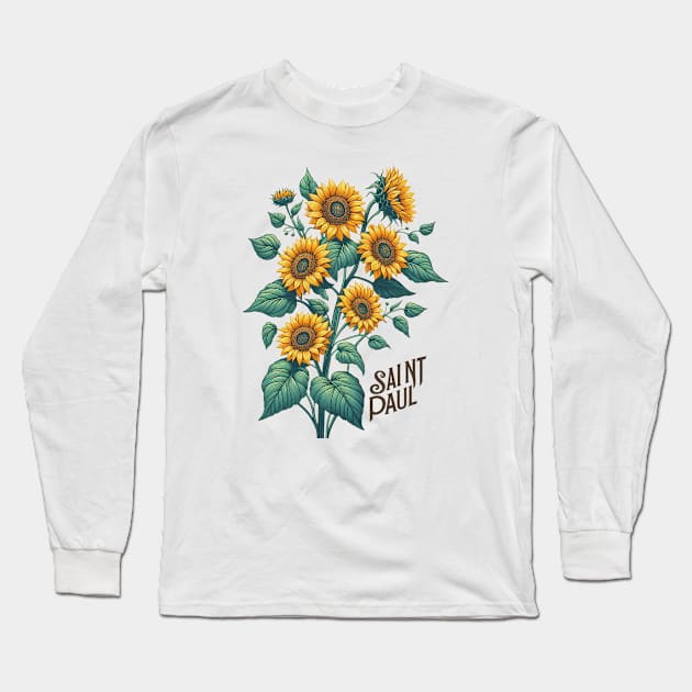 Saint Paul Sunflower Long Sleeve T-Shirt by Americansports